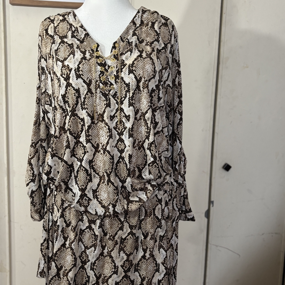 MICHEAL KORS Snake Print Dress with Gold Accents